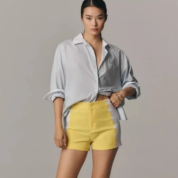 NWT Maeve Surf City Linen Blend Embellished Shorts - Picture 1 of 7